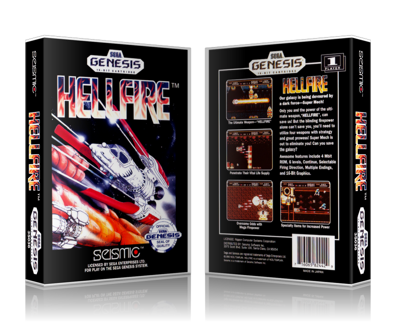 Genesis Hellfire Sega Megadrive REPLACEMENT GAME Case Or Cover