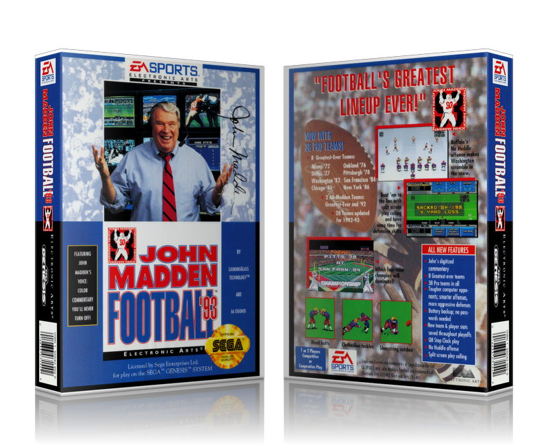 Genesis John Madden Football 93 Sega Megadrive REPLACEMENT GAME Case Or Cover