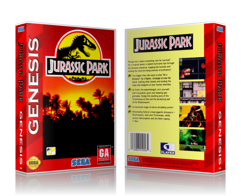 Genesis Jurassic Park Sega Megadrive REPLACEMENT GAME Case Or Cover
