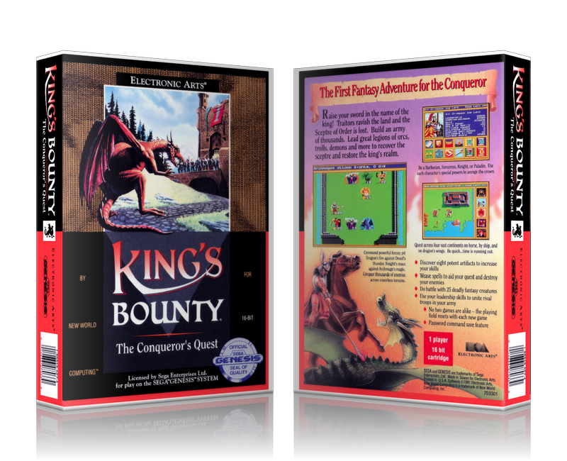 Genesis King's Bounty The Conqueror's Quest Sega Megadrive REPLACEMENT GAME Case Or Cover