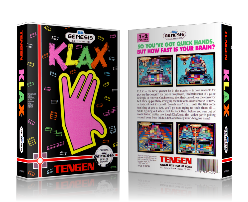 Genesis Klax Sega Megadrive REPLACEMENT GAME Case Or Cover