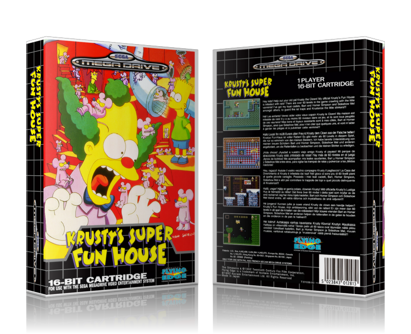 Genesis Krusty's Super Fun House Sega Megadrive REPLACEMENT GAME Case Or Cover