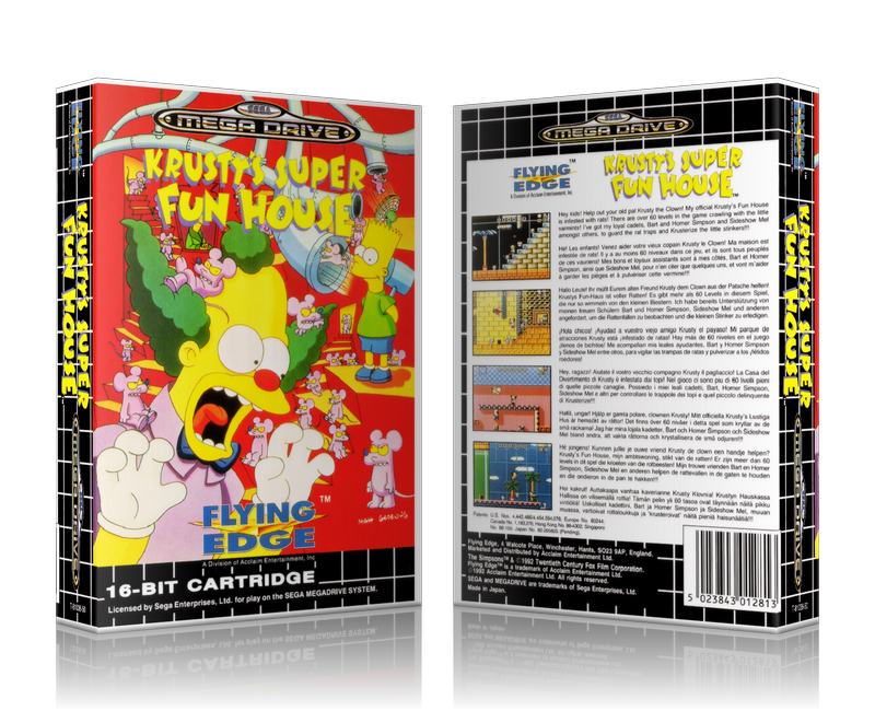 Genesis Krusty's Super Fun House Sega Megadrive REPLACEMENT GAME Case Or Cover