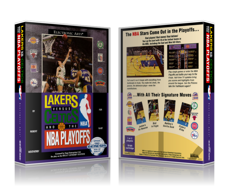 Genesis Lakers Versus Celtics And The NCA Playoffs Sega Megadrive REPLACEMENT GAME Case Or Cover