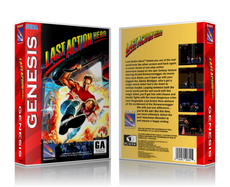 Genesis Last Action Hero Sega Megadrive REPLACEMENT GAME Case Or Cover