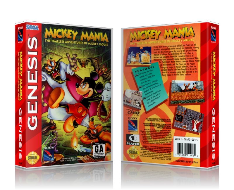 Genesis Mickey Mania Sega Megadrive REPLACEMENT GAME Case Or Cover