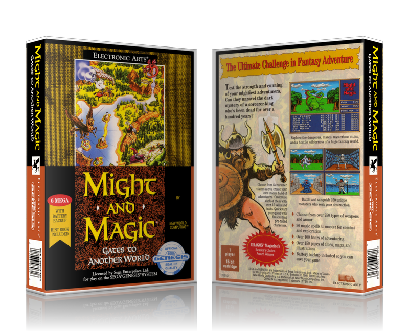 Genesis Might And Magic Gates To Another World Sega Megadrive REPLACEMENT GAME Case Or Cover