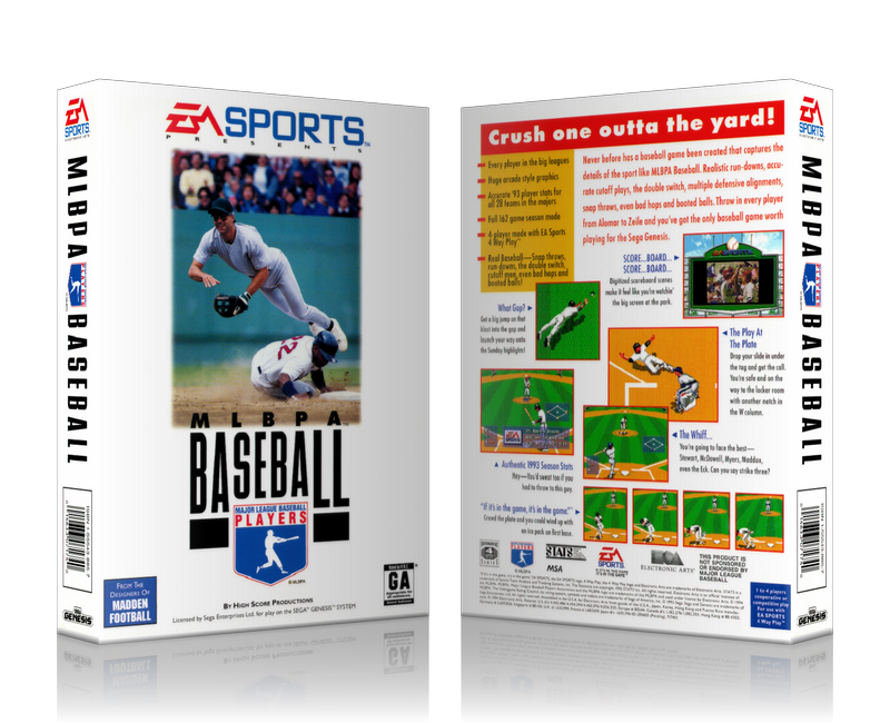 Genesis MLBPA Baseball Sega Megadrive REPLACEMENT GAME Case Or Cover