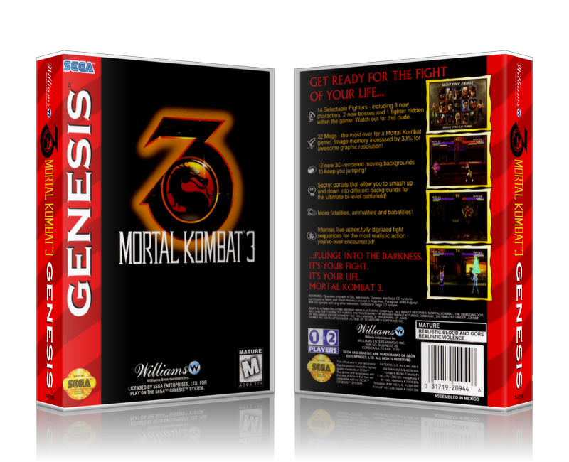 Genesis Mortal Kombat 3 Sega Megadrive REPLACEMENT GAME Case Or Cover