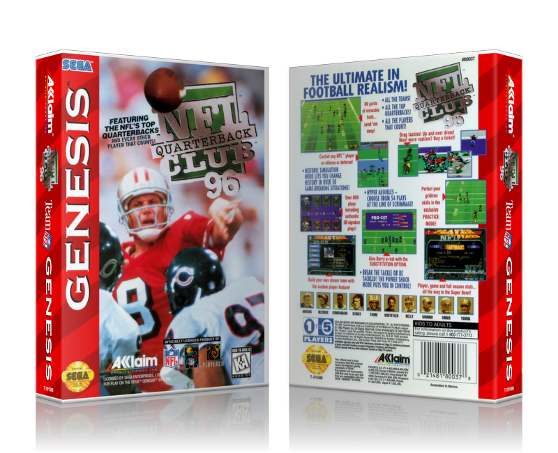 Genesis NFL Quarter Back Club 96 Sega Megadrive REPLACEMENT GAME Case Or Cover