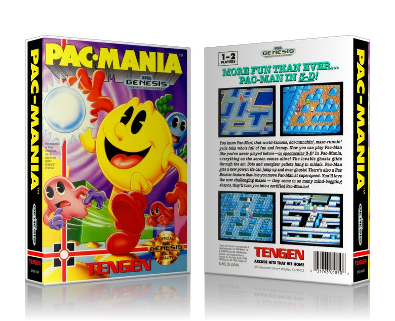 Genesis Pacmania Sega Megadrive REPLACEMENT GAME Case Or Cover