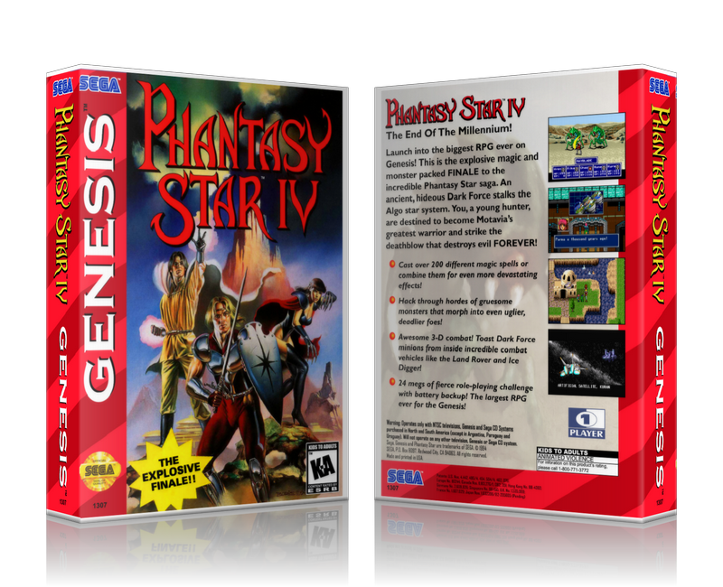 Genesis Phantasy Star 4 CA Sega Megadrive REPLACEMENT GAME Case Or Cover