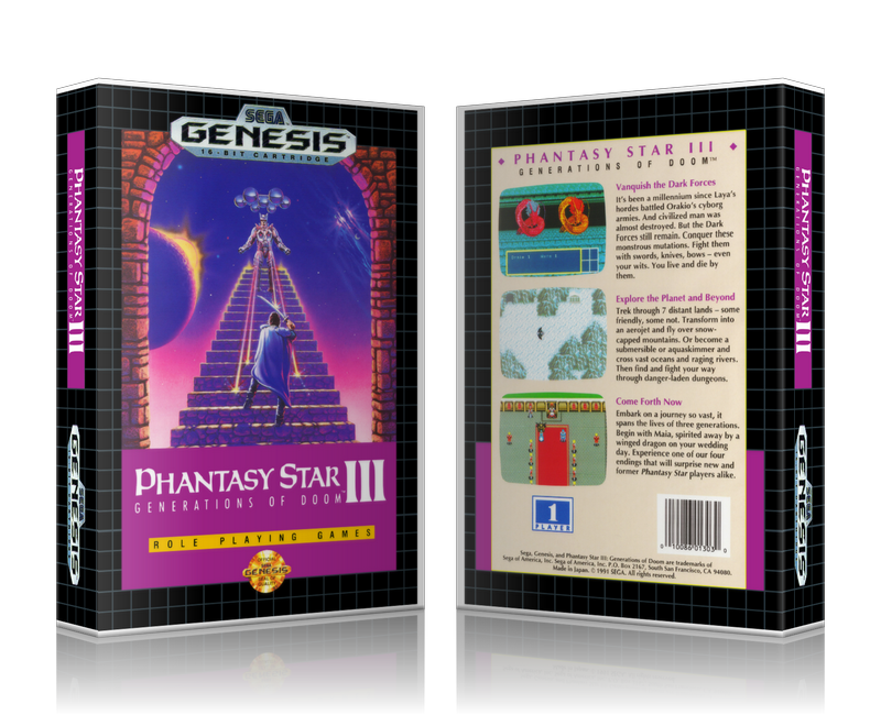 Genesis Phantasy Star III Sega Megadrive REPLACEMENT GAME Case Or Cover