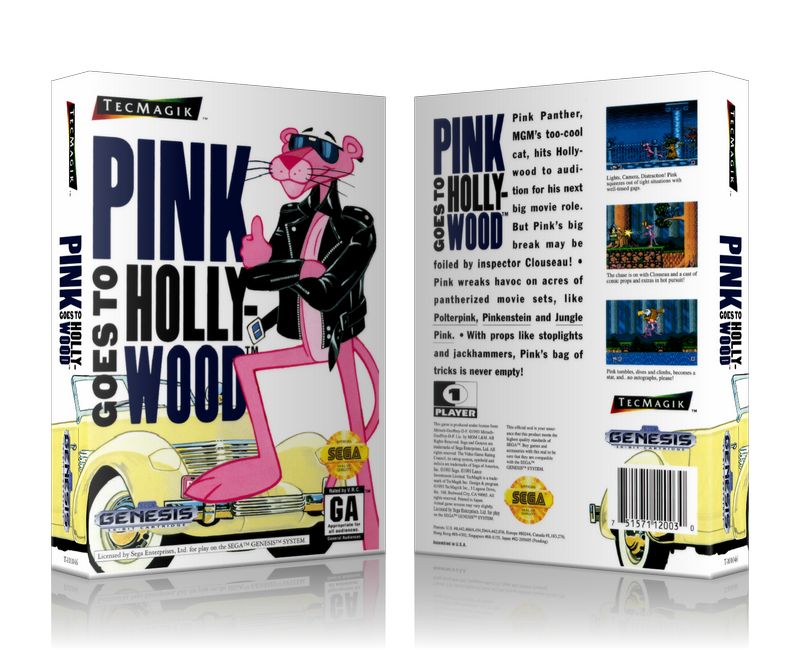 Genesis Pink Goes To Hollywood Sega Megadrive REPLACEMENT GAME Case Or Cover