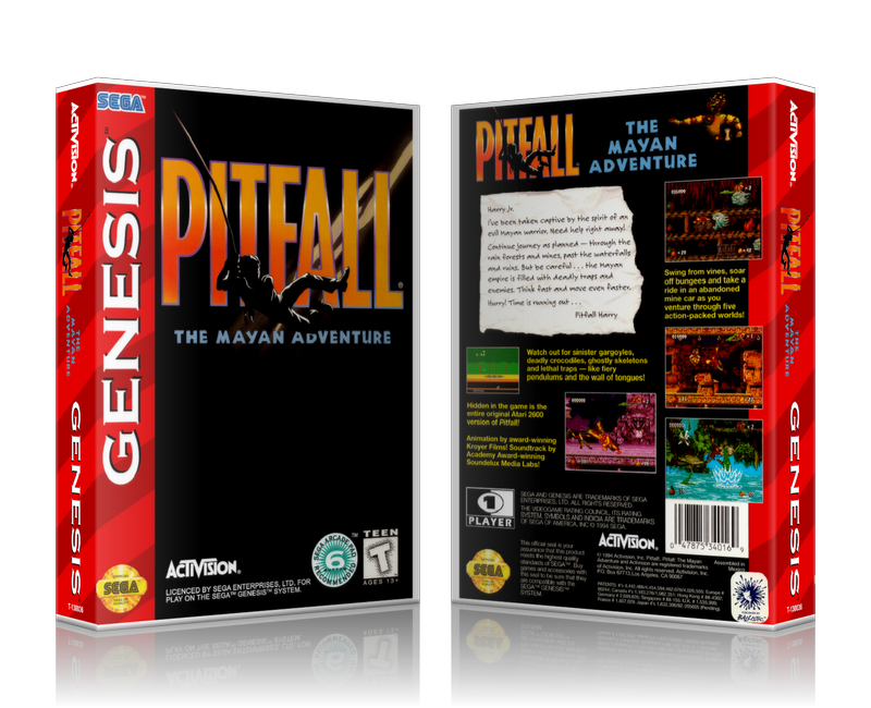 Genesis Pitfall The Mayan Adventure Sega Megadrive REPLACEMENT GAME Case Or Cover