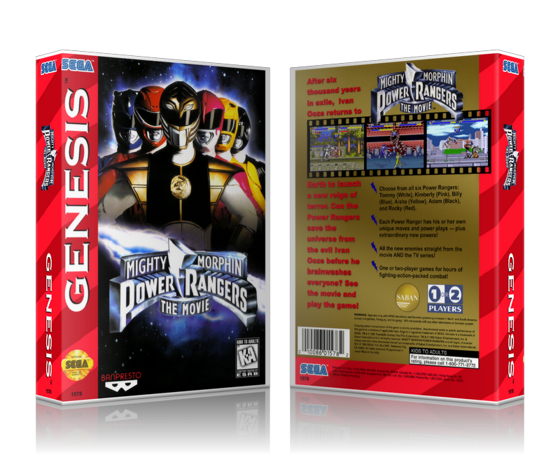 Genesis Power Rangers The Movie 4 Sega Megadrive REPLACEMENT GAME Case Or Cover