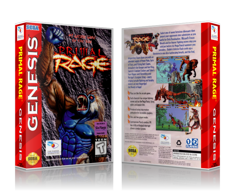 Genesis Primal Rage 3 US Sega Megadrive REPLACEMENT GAME Case Or Cover