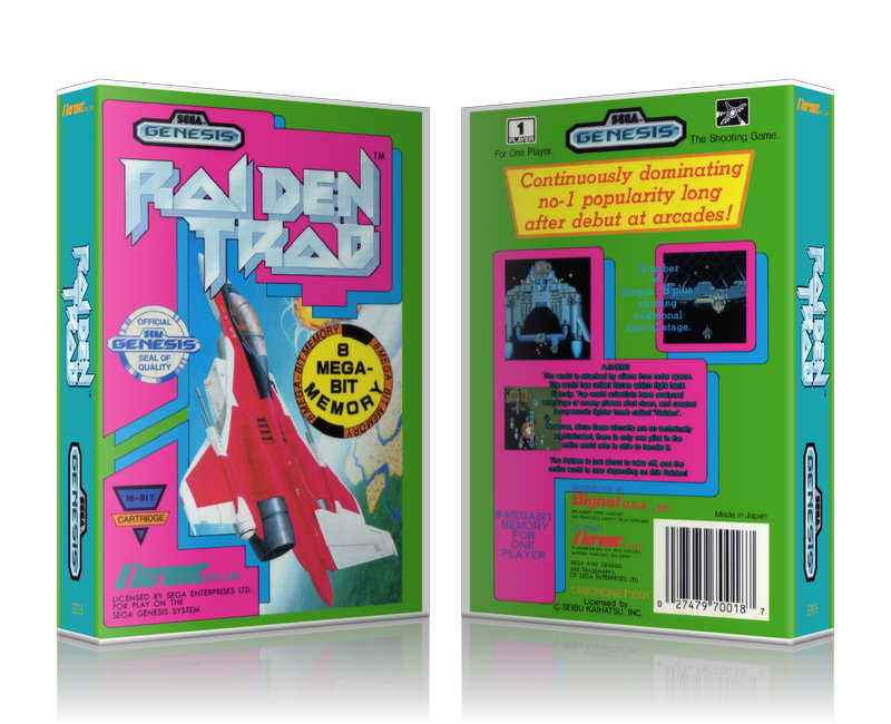 Genesis Raiden Trad Sega Megadrive REPLACEMENT GAME Case Or Cover