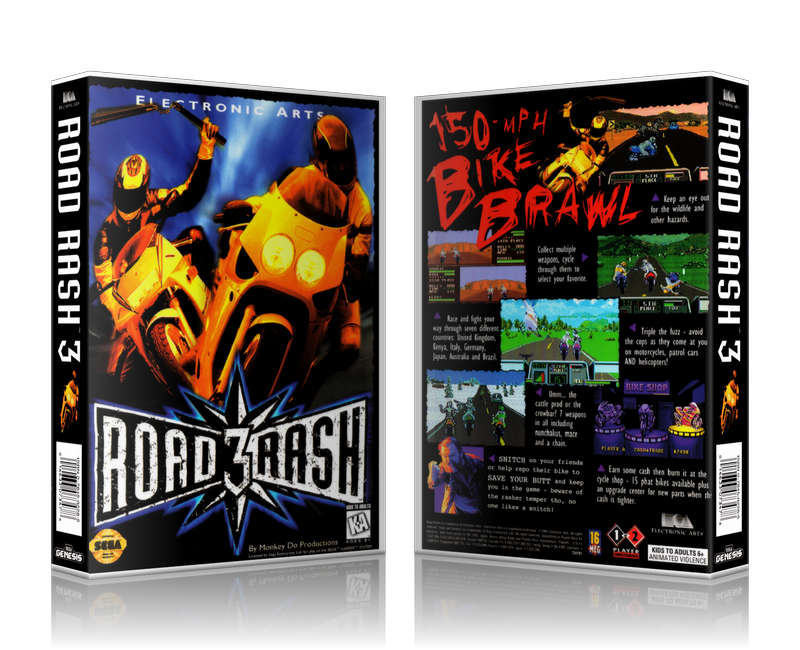 Genesis Roadrash 3 Sega Megadrive REPLACEMENT GAME Case Or Cover