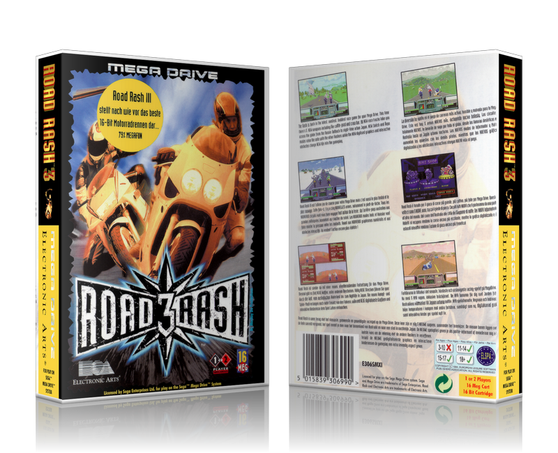 Genesis Roadrash 3 EU Sega Megadrive REPLACEMENT GAME Case Or Cover