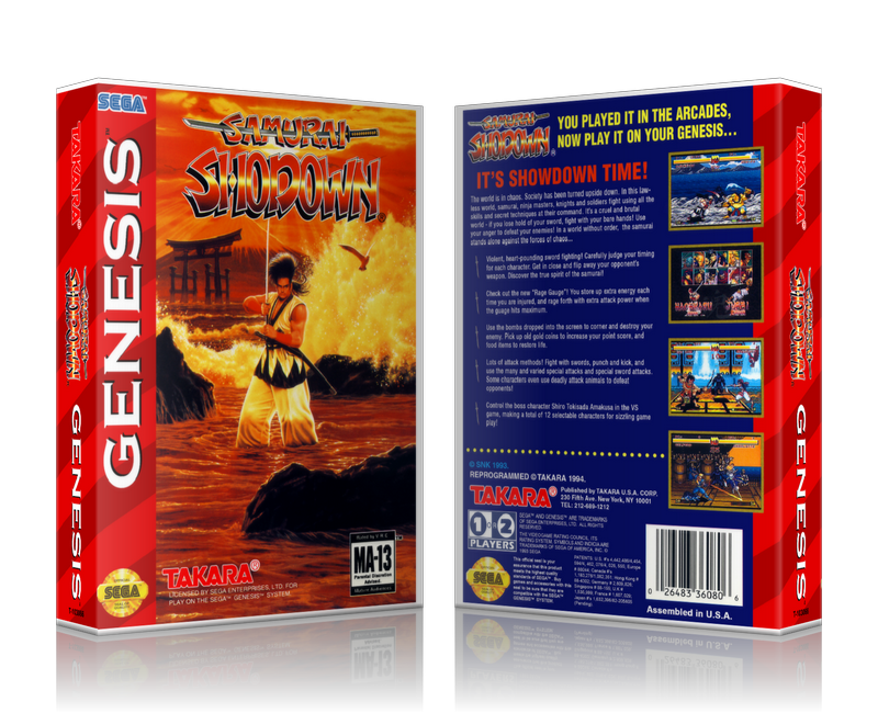 Genesis Samurai Shodown 1 Sega Megadrive REPLACEMENT GAME Case Or Cover