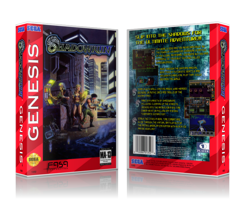 SEGA Genesis Shadowrun Sega Megadrive REPLACEMENT GAME Case Or Cover