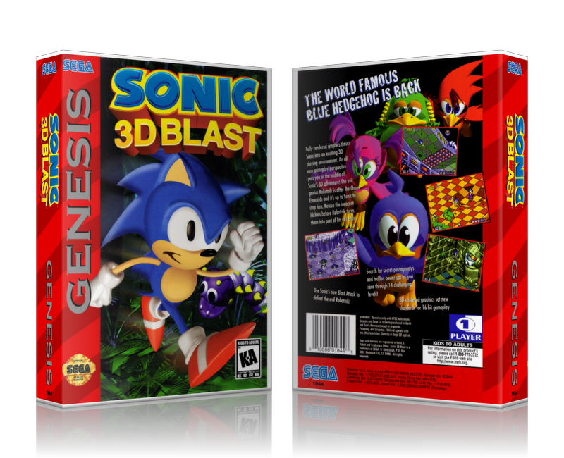 SEGA Genesis Sonic 3d Blast 3 Sega Megadrive REPLACEMENT GAME Case Or Cover