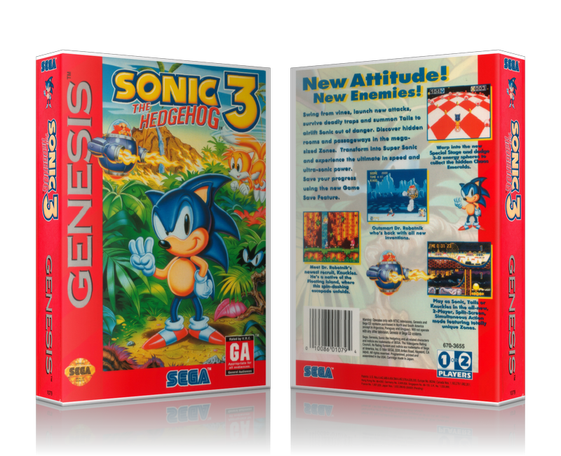 SEGA Genesis Sonic The Hedge Hog 3 Sega Megadrive REPLACEMENT GAME Case Or Cover