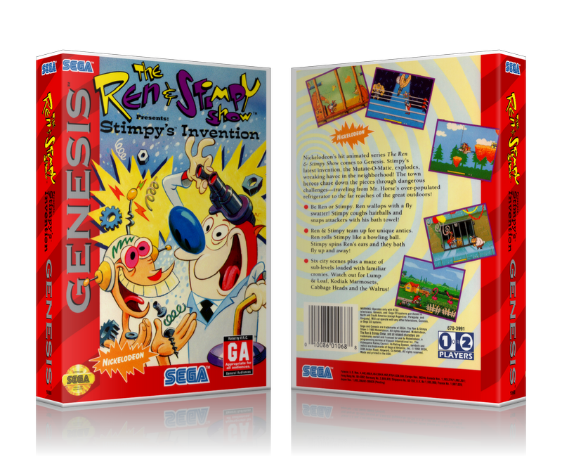 SEGA Genesis Stimpy's Invention Sega Megadrive REPLACEMENT GAME Case Or Cover