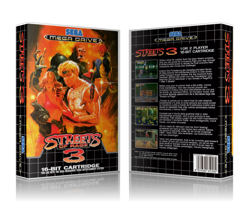 SEGA Genesis Streets Of Rage 3 EU Sega Megadrive REPLACEMENT GAME Case Or Cover
