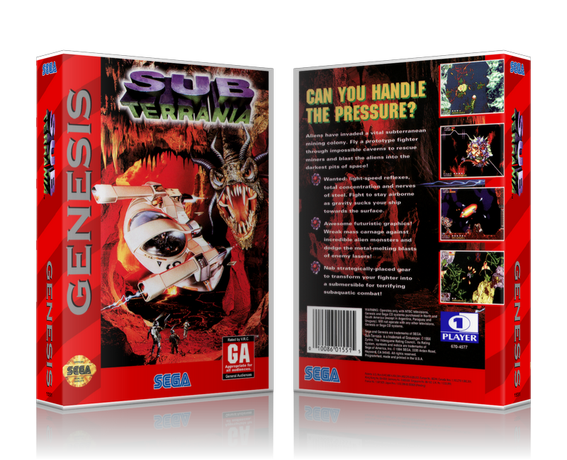 SEGA Genesis Sub Terrania Sega Megadrive REPLACEMENT GAME Case Or Cover