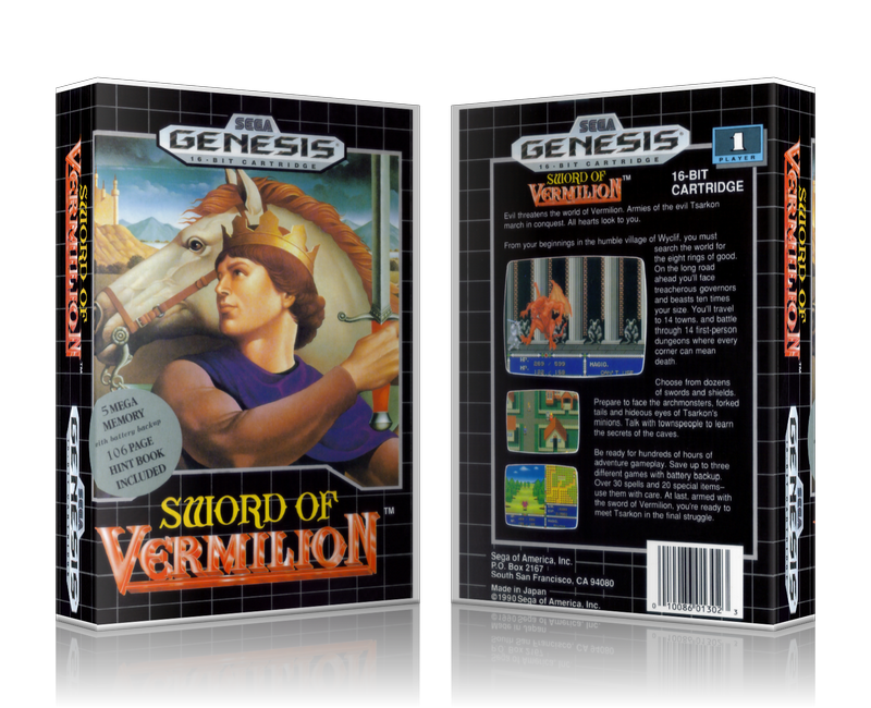 SEGA Genesis Sword Of Vermillion Sega Megadrive REPLACEMENT GAME Case Or Cover