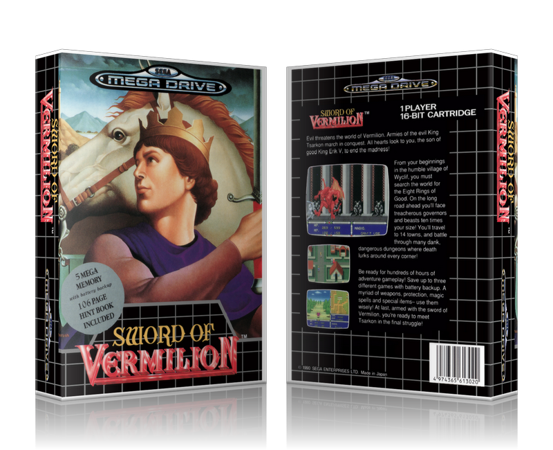 SEGA Genesis Sword Of Vermillion EU Sega Megadrive REPLACEMENT GAME Case Or Cover