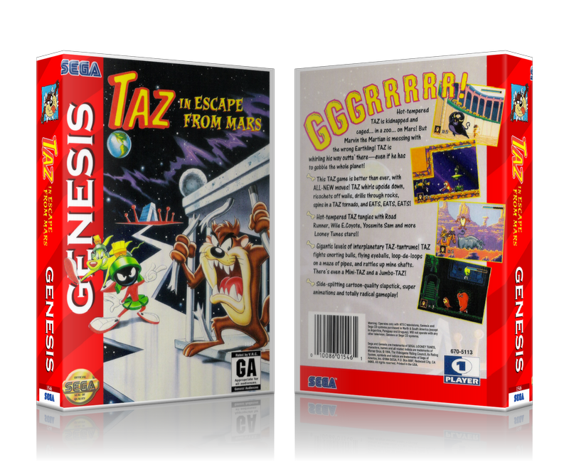 SEGA Genesis Taz In Escape From Mars Sega Megadrive REPLACEMENT GAME Case Or Cover