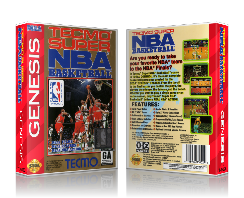 SEGA Genesis Tecmo Super NBA Basketball Sega Megadrive REPLACEMENT GAME Case Or Cover