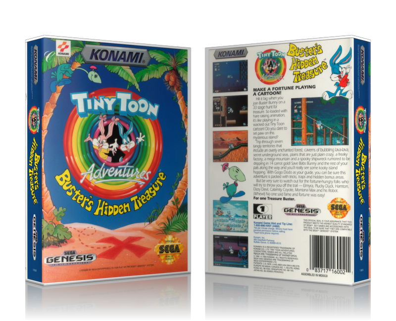 SEGA Genesis Tiny Toons Buster's Hidden Treasure Sega Megadrive REPLACEMENT GAME Case Or Cover