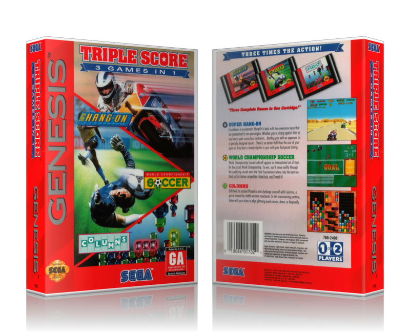 SEGA Genesis Triple Score 3 In 1 Sega Megadrive REPLACEMENT GAME Case Or Cover