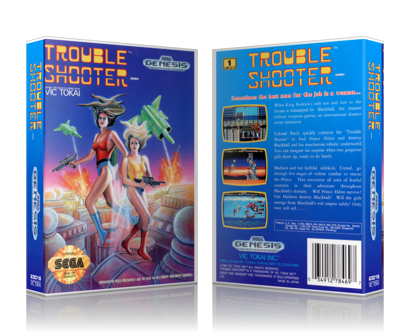 SEGA Genesis Trouble Shooter Sega Megadrive REPLACEMENT GAME Case Or Cover