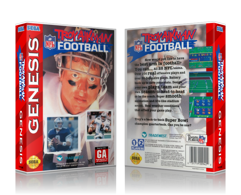 SEGA Genesis Troyaikman Football Sega Megadrive REPLACEMENT GAME Case Or Cover