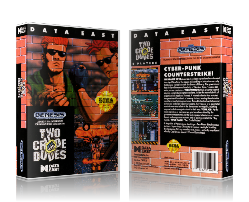 SEGA Genesis Two Crude Dudes Sega Megadrive REPLACEMENT GAME Case Or Cover