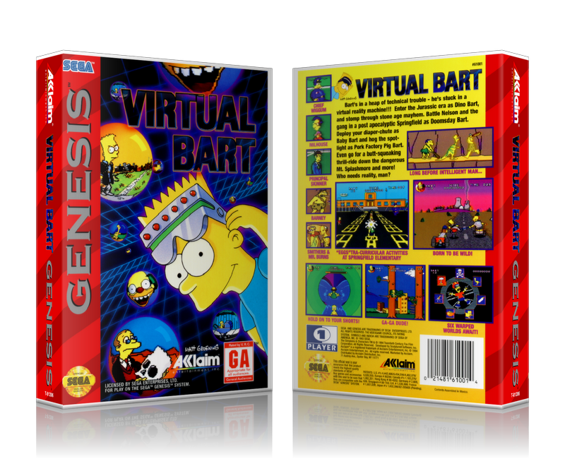 SEGA Genesis Virtual Bart Sega Megadrive REPLACEMENT GAME Case Or Cover