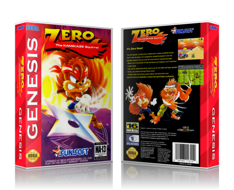 SEGA Genesis Zero The Kamikaze Squirrel Sega Megadrive REPLACEMENT GAME Case Or Cover