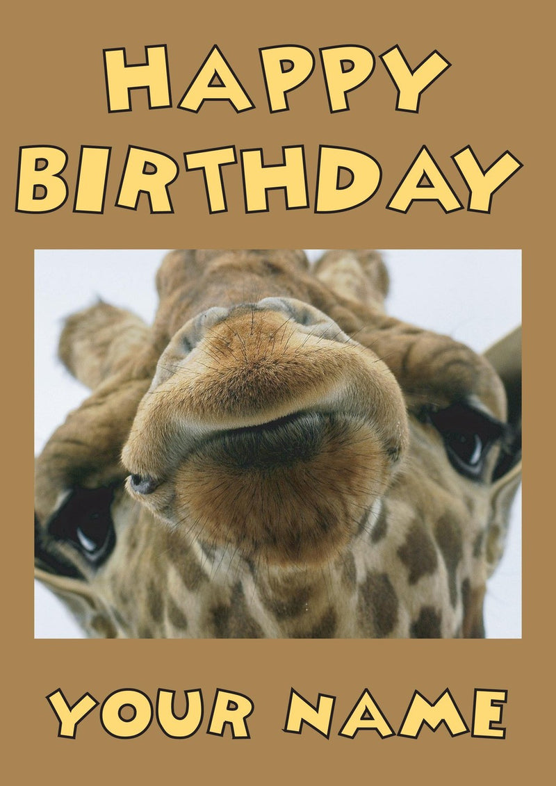 Giraffe Close Up Kids Adult FUNNY Kids Adult FUNNY Personalised Birthday Card