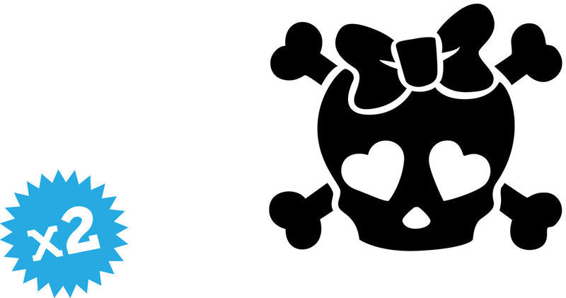 Girly Skull Novelty Vinyl Car Sticker