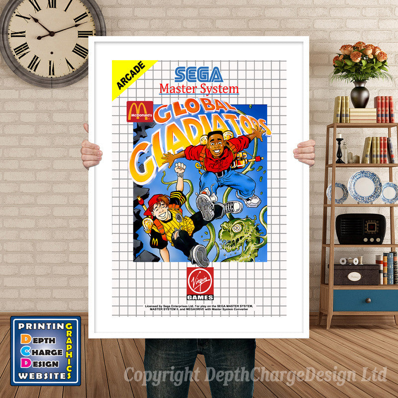 Global Gladiators Inspired Retro Gaming Poster A4 A3 A2 Or A1