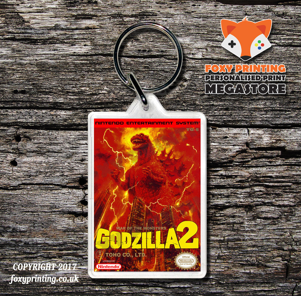 Godzilla Retro NES Game Cover Art Gaming Keyring