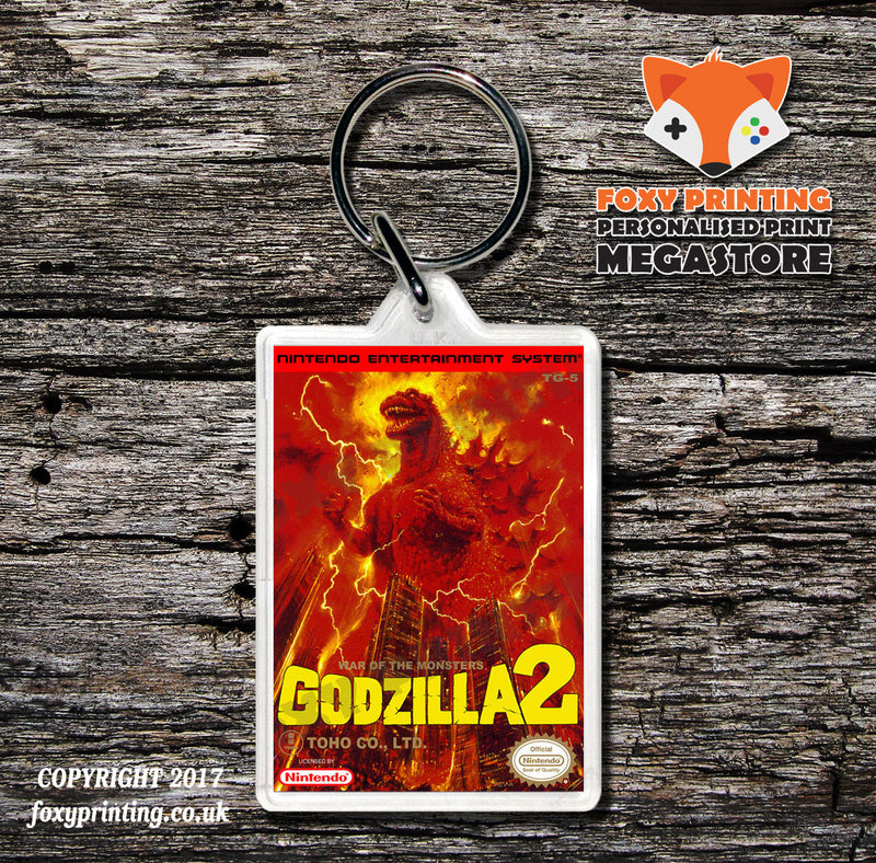 Godzilla Retro NES Game Cover Art Gaming Keyring