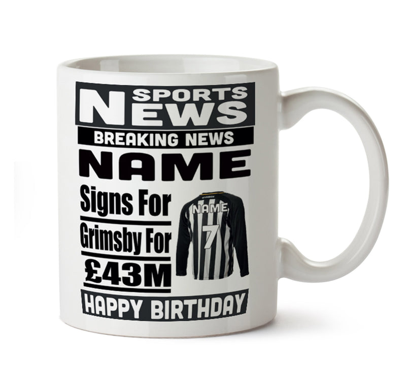 Personalised SIGNS FOR Grimsby Football Mug Personalised Birthday Mug