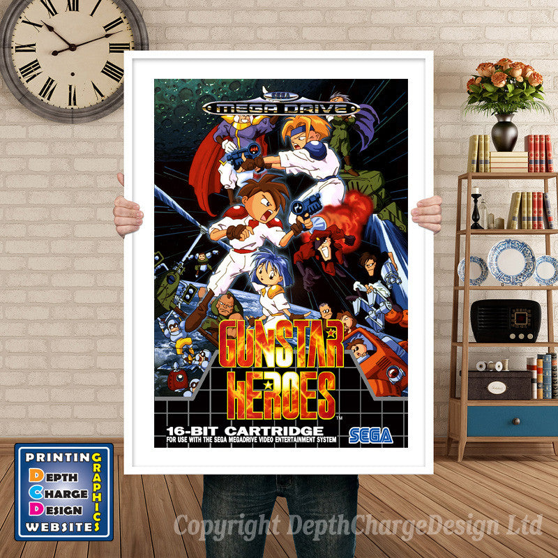 Gunstar Heroes_Eu - Sega Megadrive Inspired Retro Gaming Poster A4 A3 A2 Or A1