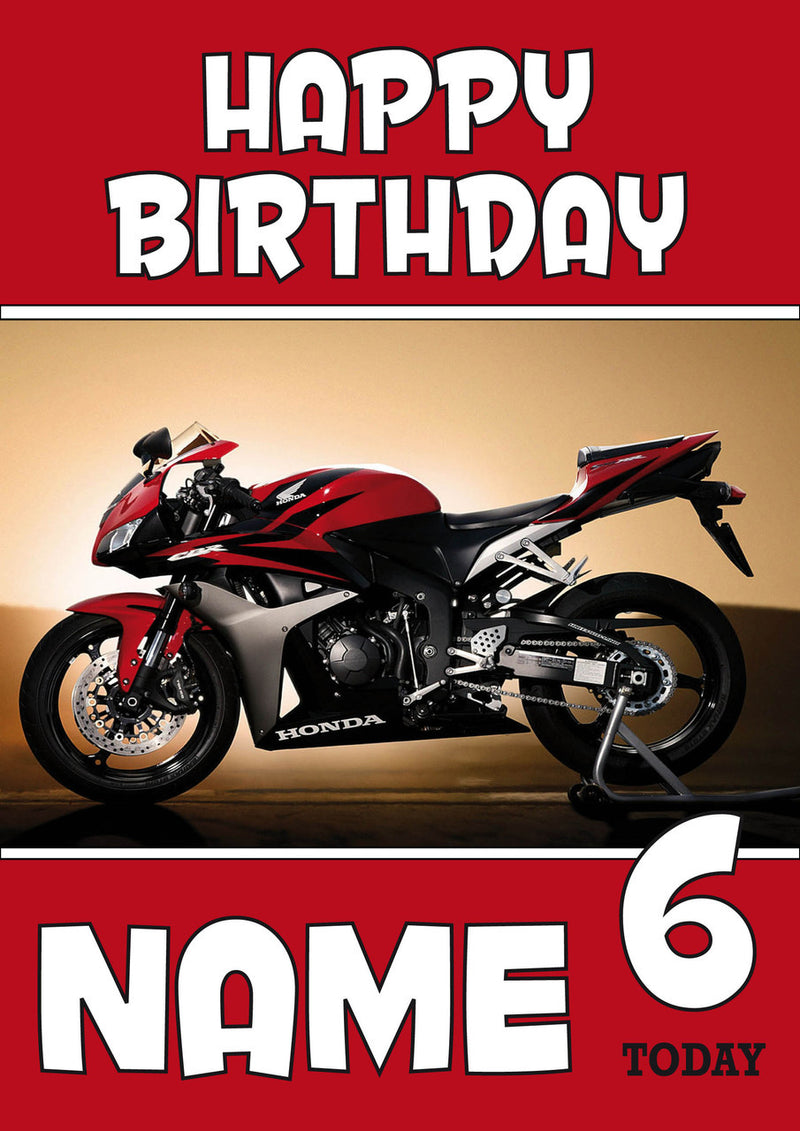 Personalised Honda Bike Red Birthday Card